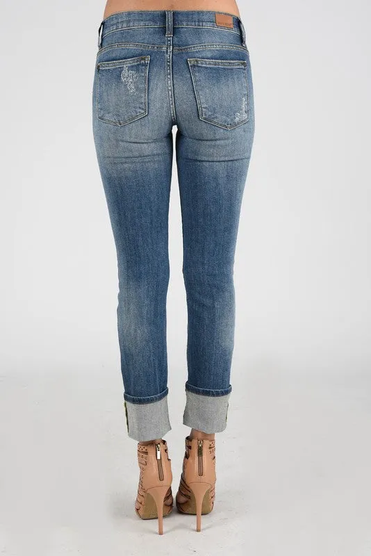 Judy Blue Distressed Cuffed Straight Leg Jeans