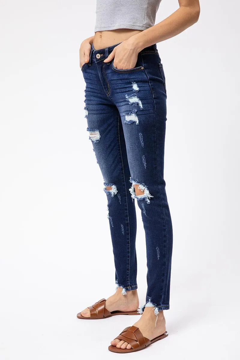 KanCan Mid Rise Distressed Super Skinny