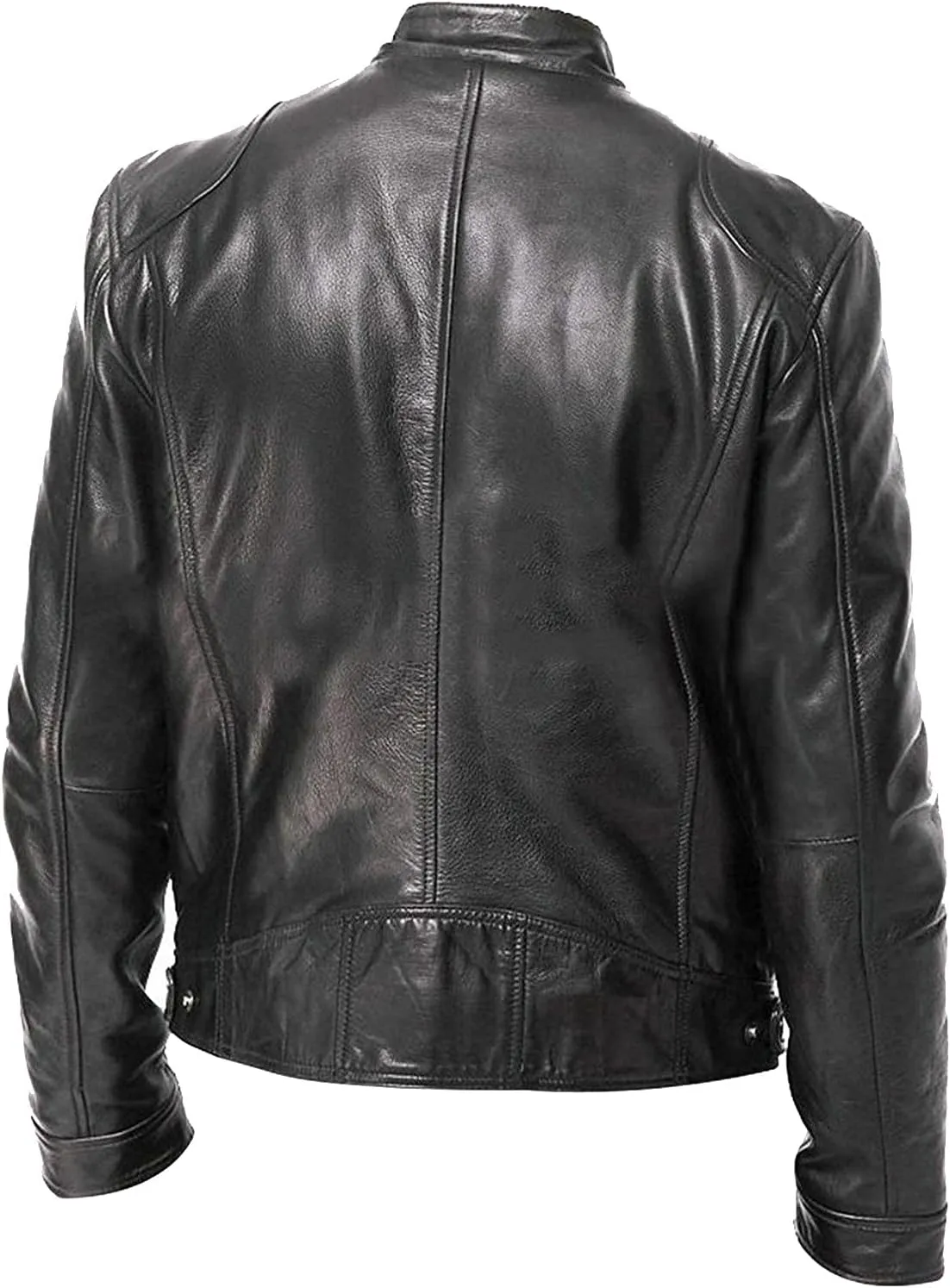 Leather Jacket Men Stylish Zipper Stand Collar Jackets Faux Leather Motocycle Coats Fashion Cool Outwear With Pockets