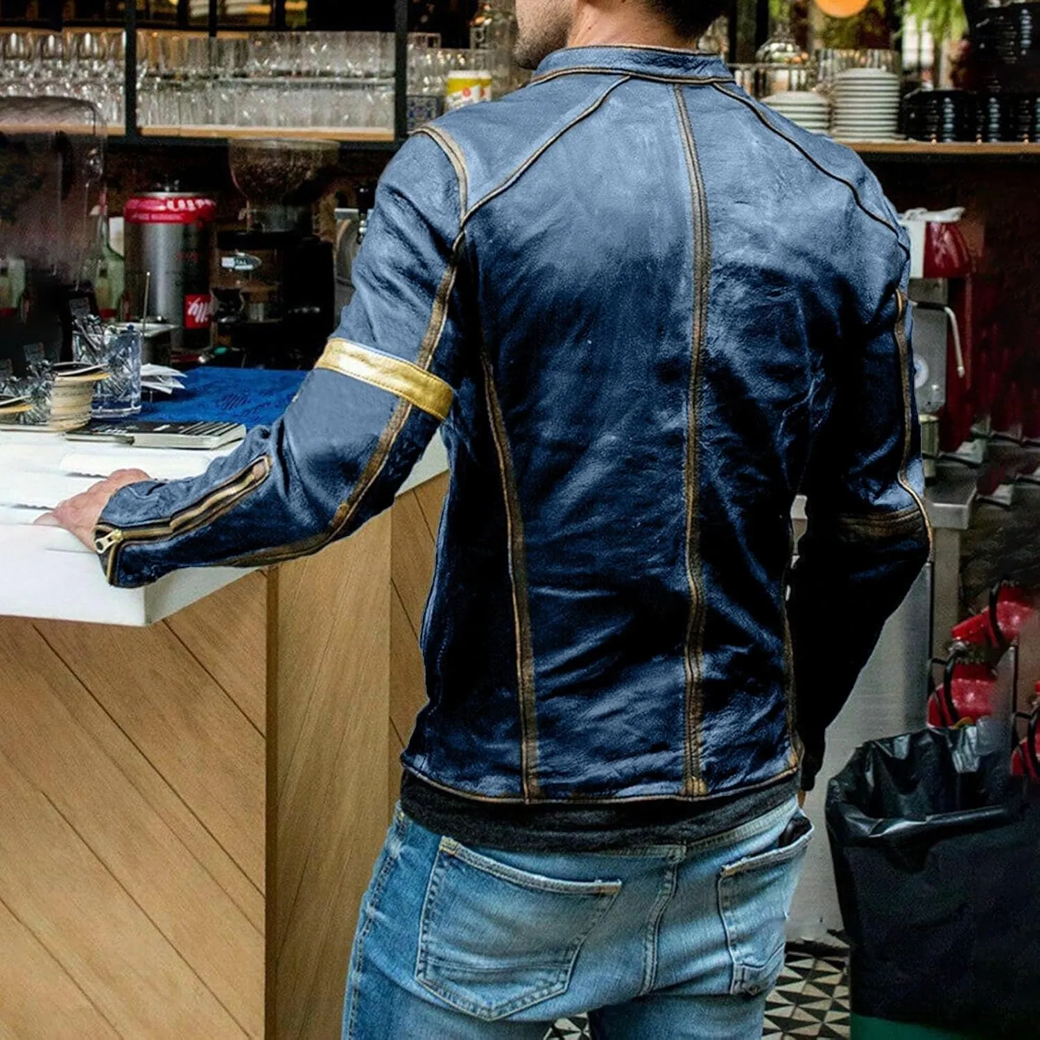 Leather Jacket Mens Club Coat Vintage Autumn Winter Men Jacket Collar Men's Coats Jackets Mens Jacket Lightweight