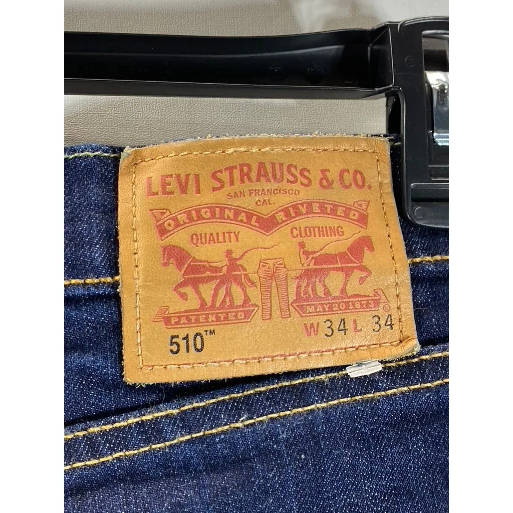 LEVI'S Men's Dark Blue 510 Skinny-Fit Five-Pocket Jeans SZ 34X34