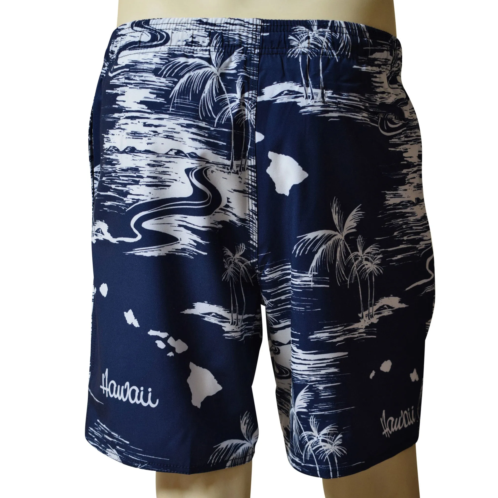 Map 4 Men's Elastic Shorts with Pockets, Quick Dry Board Shorts, Beach Shorts, Swim Trunks, Sportwear
