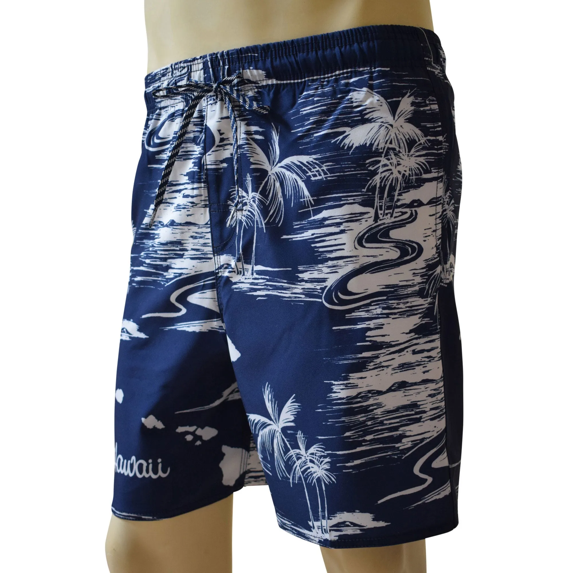Map 4 Men's Elastic Shorts with Pockets, Quick Dry Board Shorts, Beach Shorts, Swim Trunks, Sportwear