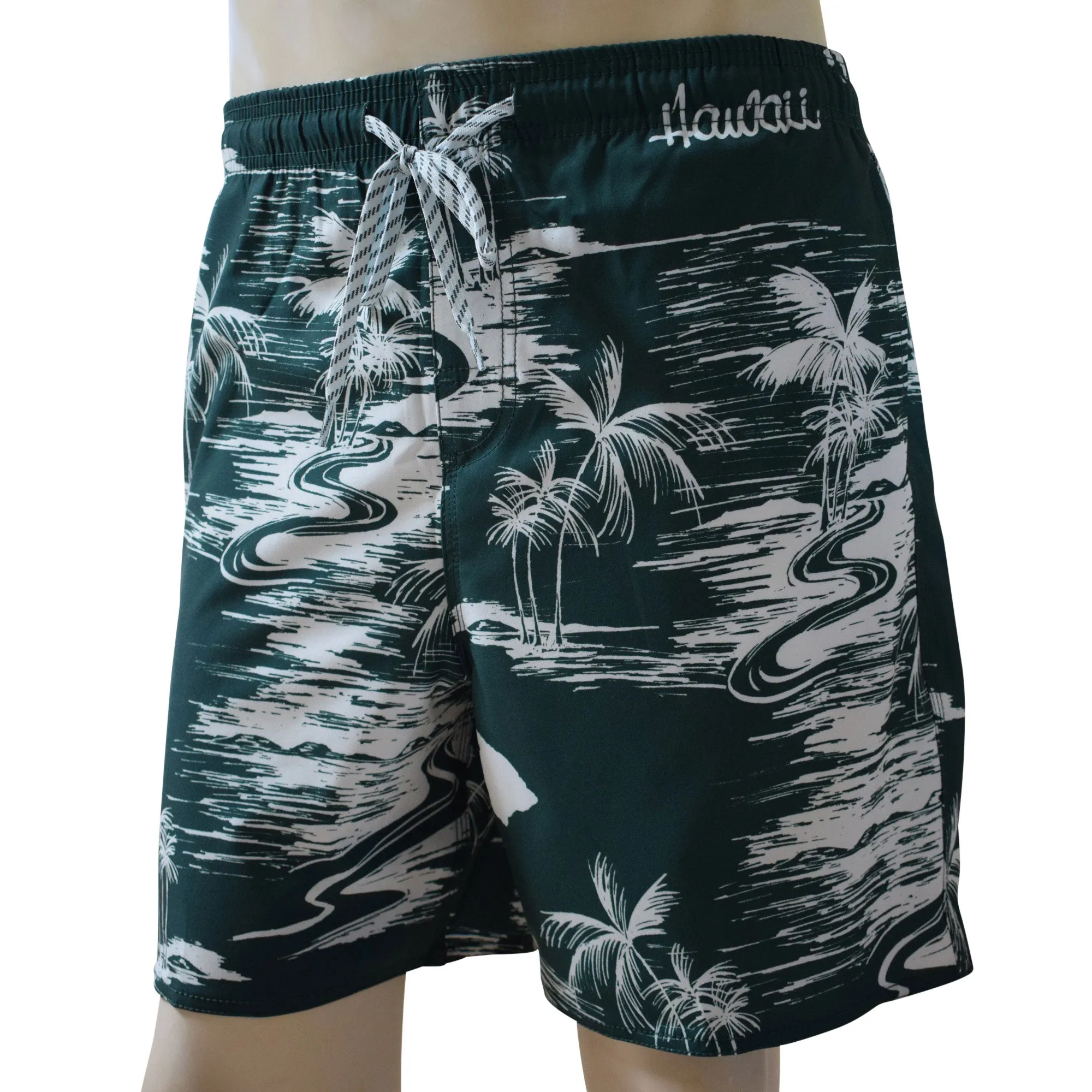 Map 4 Men's Elastic Shorts with Pockets, Quick Dry Board Shorts, Beach Shorts, Swim Trunks, Sportwear