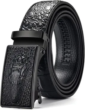 Men Genuine Leather Belts Crocodile Pattern Automatic Buckle Famous Luxury Belts for Men
