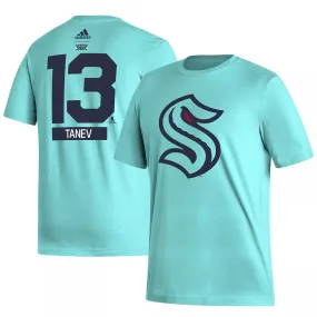 Men's adidas Brandon Tanev Teal Seattle Kraken Reverse Retro 2.0 Name and Number T-Shirt