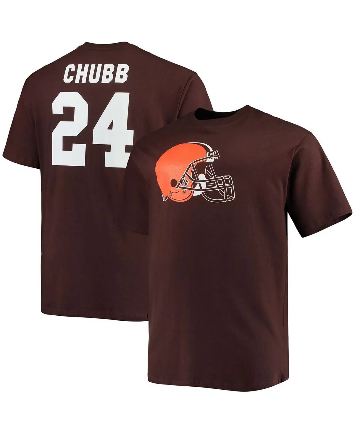 Men's Big and Tall Nick Chubb Brown Cleveland Browns Player Name and Fanatics Number T-Shirt