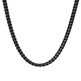 Men'S Black Stainless Steel 3MM Franco Link 24" Chain Necklace