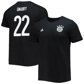 Men's black T-shirt with name and amp number Serge Gnabry Bayern Munich adidas