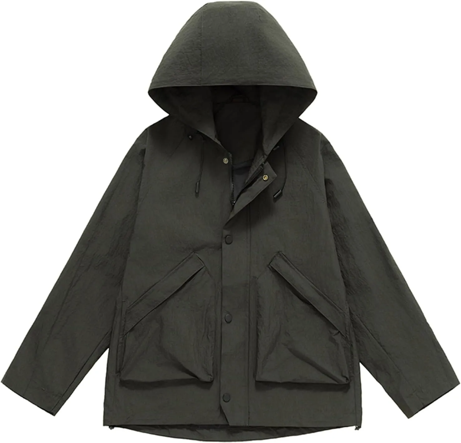 Mens Casual Rain Jackets Fall Lightweight Waterproof Windbreaker Long Sleeve Outdoor Hooded Raincoat With Pockets