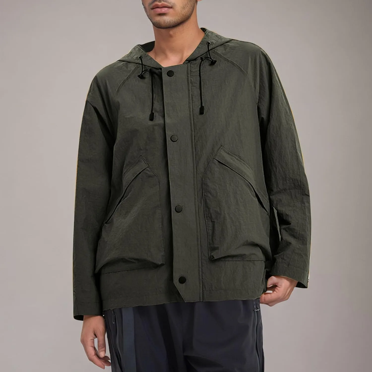 Mens Casual Rain Jackets Fall Lightweight Waterproof Windbreaker Long Sleeve Outdoor Hooded Raincoat With Pockets