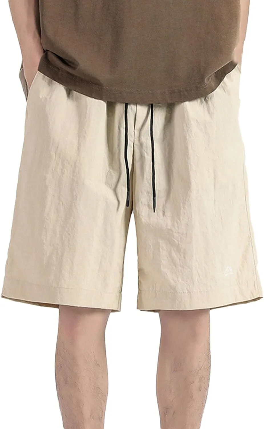 Men's Gym Ice Silk Shorts Embroidered Quick Drying Active Bodybuilding Shorts Workout Athletic Stretchy Hiking Short