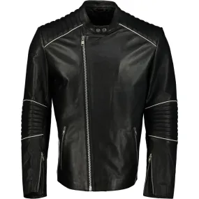 Men's Hamilton Racer Biker Style Leather Jacket by TJS