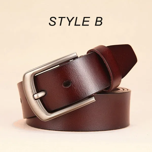 Men's High Quality Leather Belt with Pin Buckle