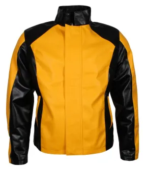 Men's Infamous 2 Cosplay Black and Yellow Leather Jacket