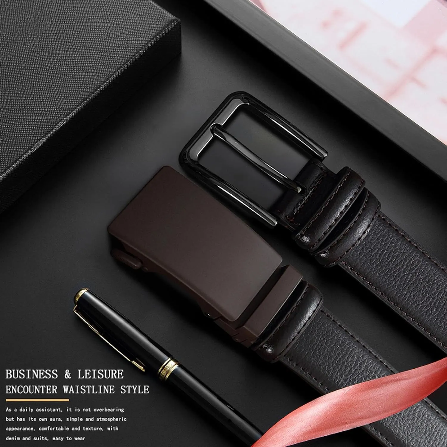 Men's Leather Belt Genuine Leather Metal Buckle Belt Men's Casual Belt Black Business