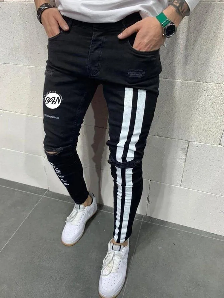 Men's Light Weight Slim Fit Striped Jeans