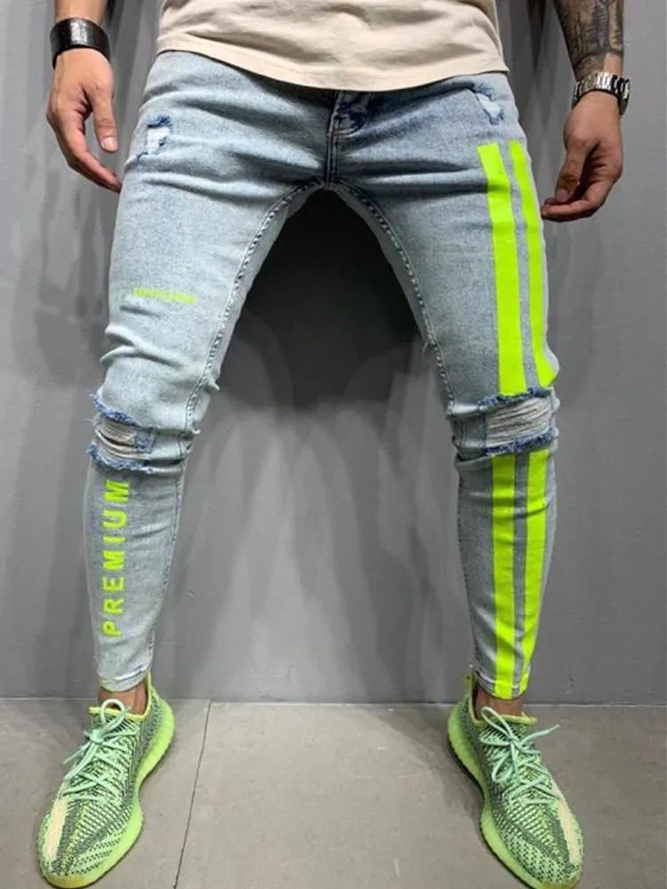 Men's Light Weight Slim Fit Striped Jeans