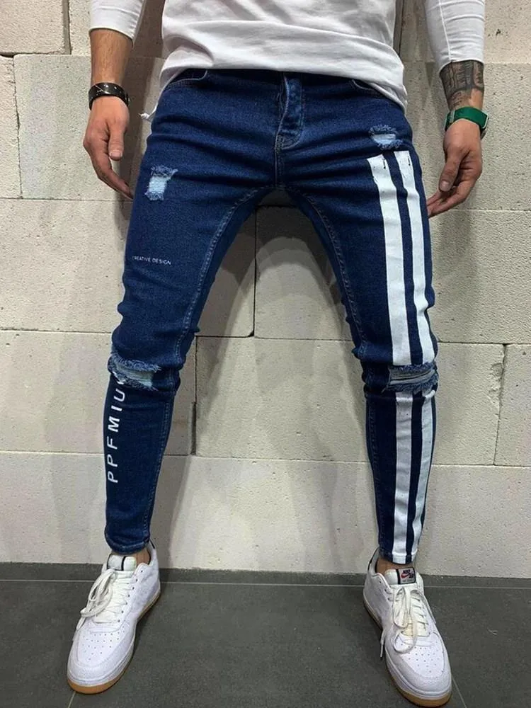 Men's Light Weight Slim Fit Striped Jeans