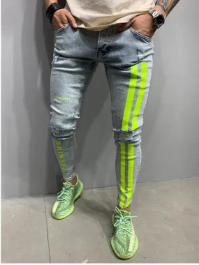 Men's Light Weight Slim Fit Striped Jeans