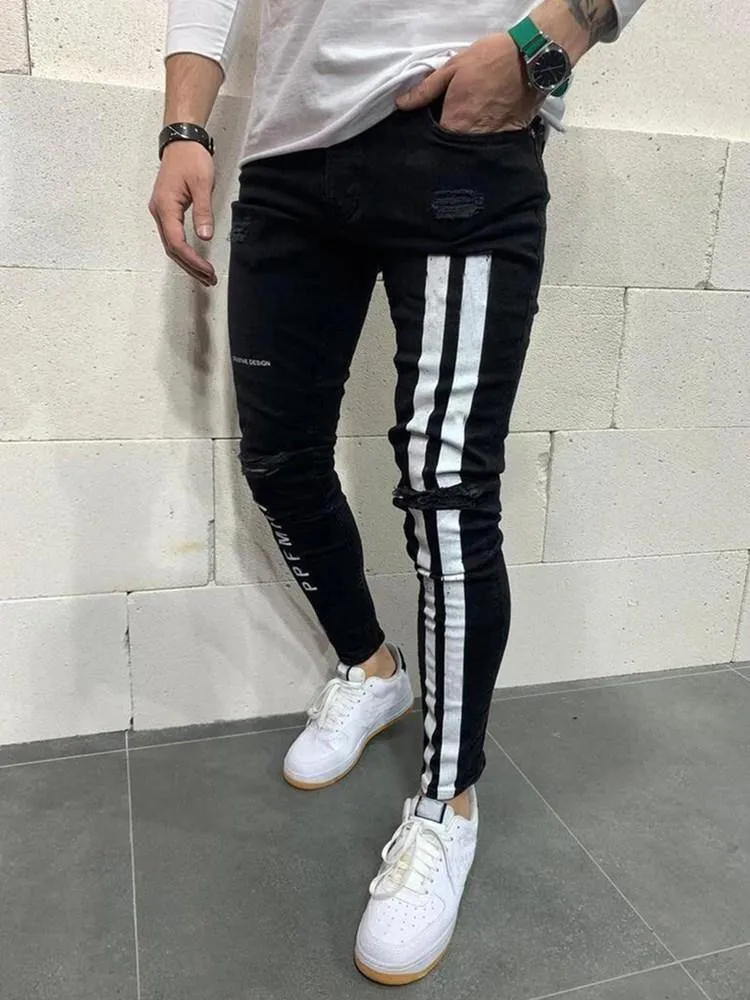 Men's Light Weight Slim Fit Striped Jeans