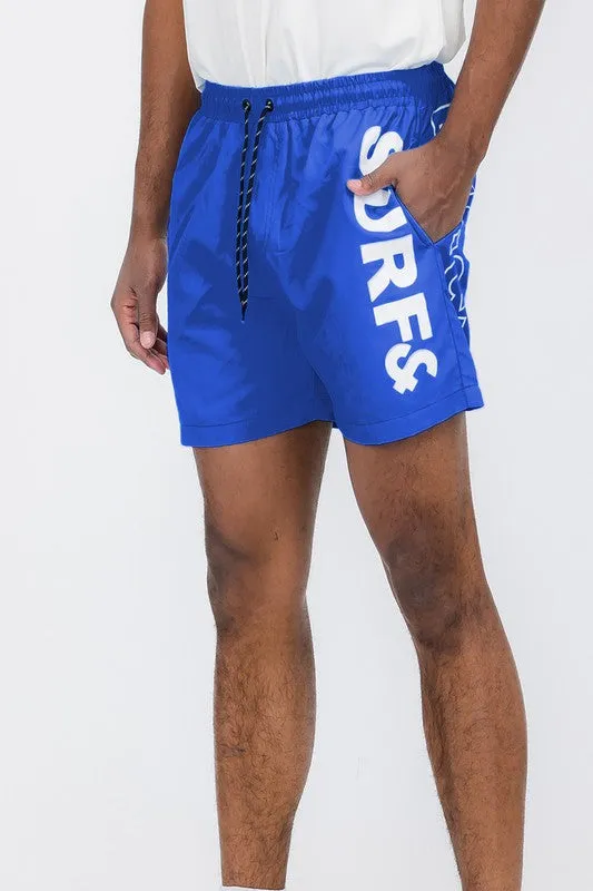 Men's Navy Blue Surf & Beach Swim Trunks Board Shorts