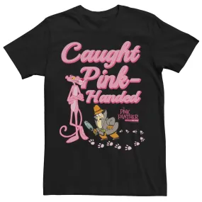 Men's Pink Panther Caught Pink-Handed T-Shirt, Black Licensed Character, Black