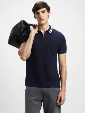 Men's Polo Regular Fit Solid Navy T-shirt