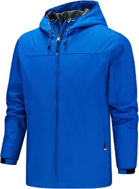 Mens Rain Jackets Waterproof with Hood Lightweight Outdoor Hiking Windbreakers Big and Tall Zip Up Hoodie with Pocket