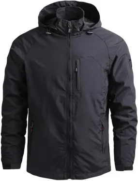 Mens Rain Jackets Zip Up Hooded Waterproof Windbreakers Loose Lightweight Coats Casual Fashion Clothes with Pocket