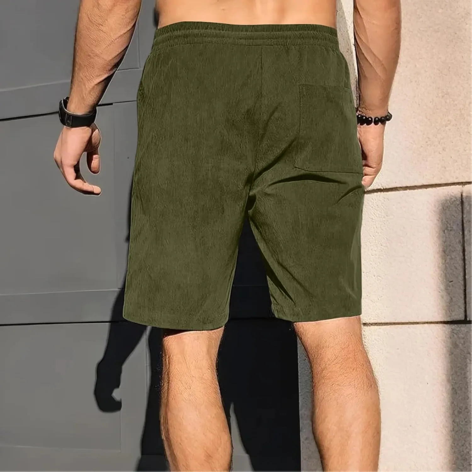 Mens Shorts Summer Baggy Lightweight Relaxed Fit Corduroy Shorts Big and Tall Beach Bermuda Short Pants with Pockets