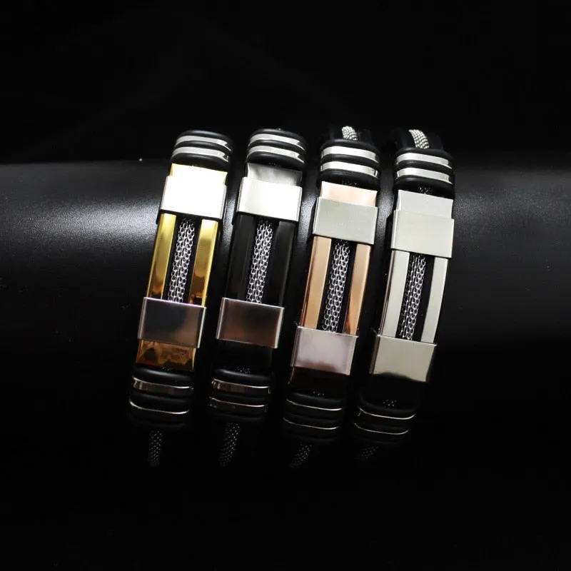 Men's Stainless Steel Silicone Bracelet