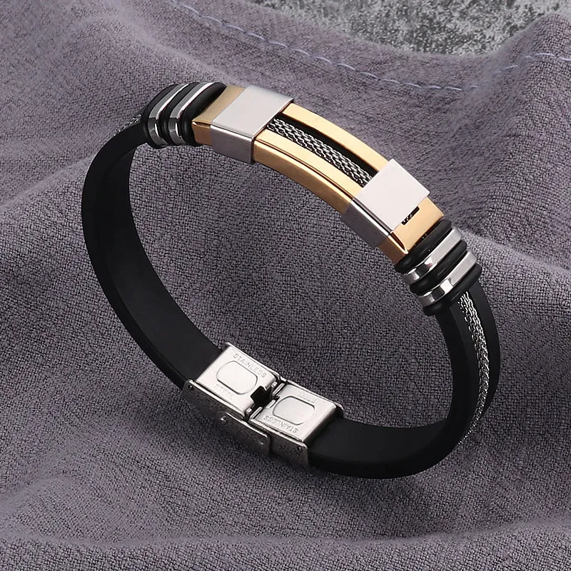 Men's Stainless Steel Silicone Bracelet
