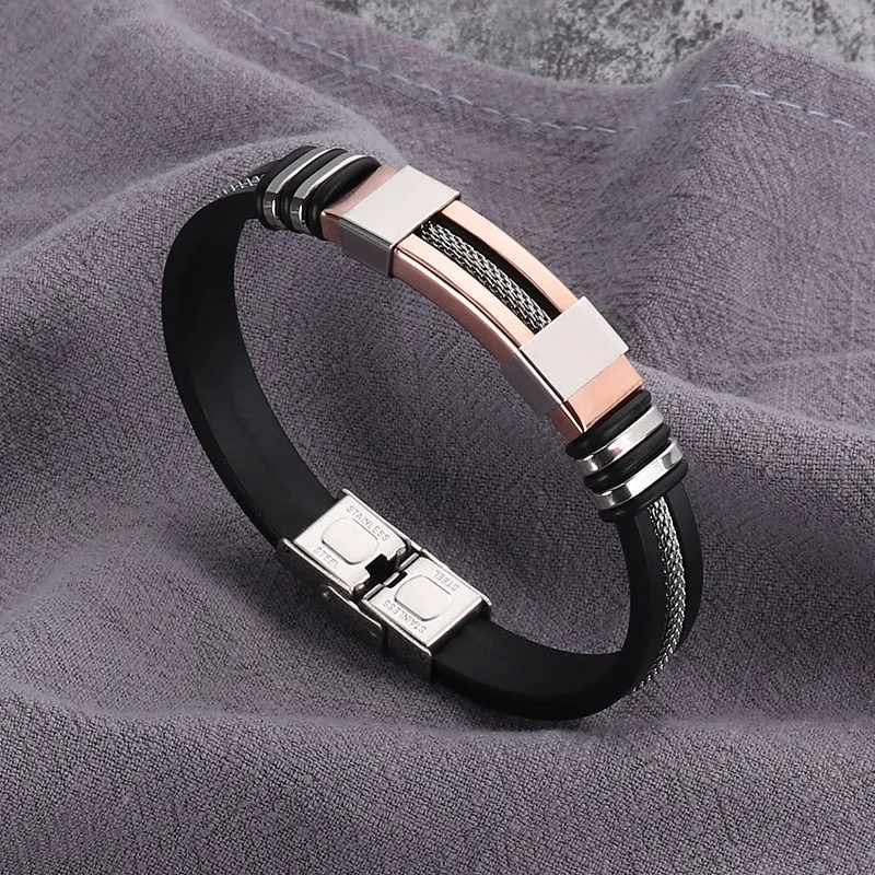 Men's Stainless Steel Silicone Bracelet