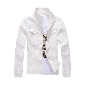 Men's Summer Classic Denim Jacket Casual Slim Fit Jeans Jacket 100% Cotton Denim