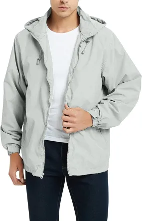 Mens Waterproof Travel Jackets Lightweight Hooded Raincoat with Pockets Running Cycling Hiking Windbreakers for Men