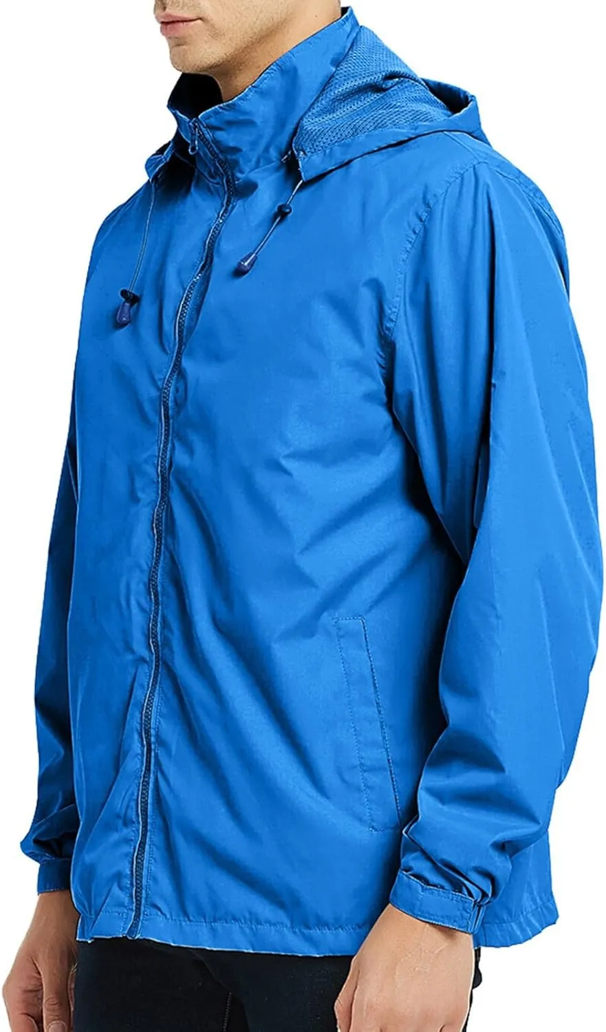 Mens Waterproof Travel Jackets Lightweight Hooded Raincoat with Pockets Running Cycling Hiking Windbreakers for Men