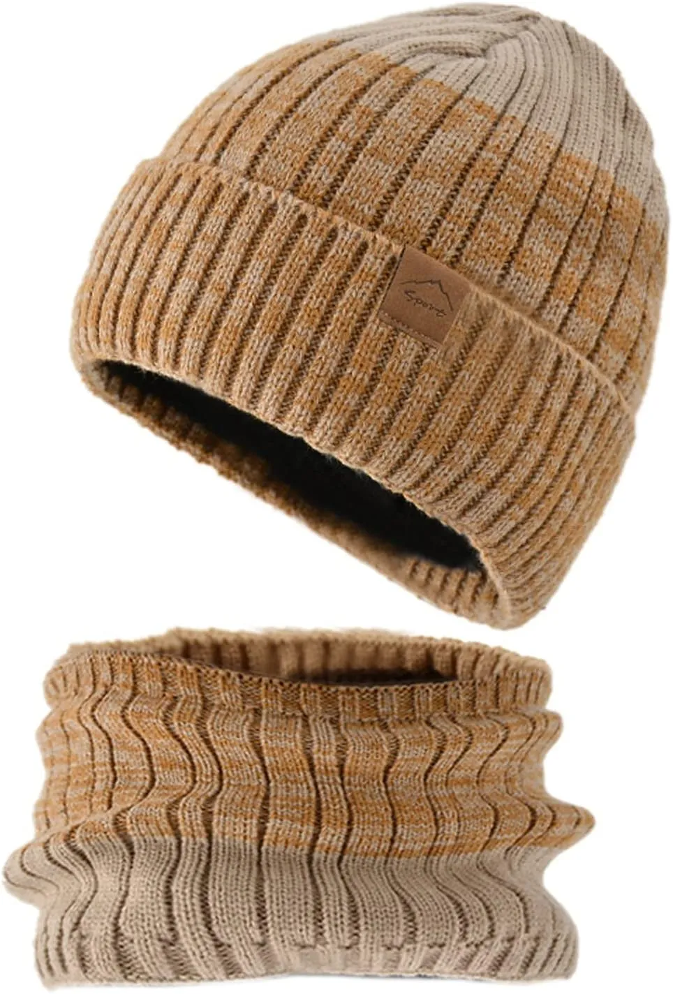 Mens Womens Winter Beanie Hat Scarf Set Slouchy Knit Beanie Skull Caps Ribbed Cuffed Beanies Cap Stretch Thermal Cap