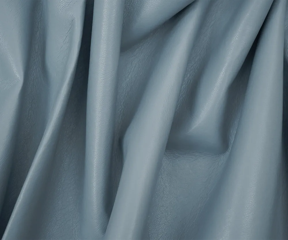 Pale Blue Famous Maker Solid Recycled Leather and Polyurethane Blend Fabric