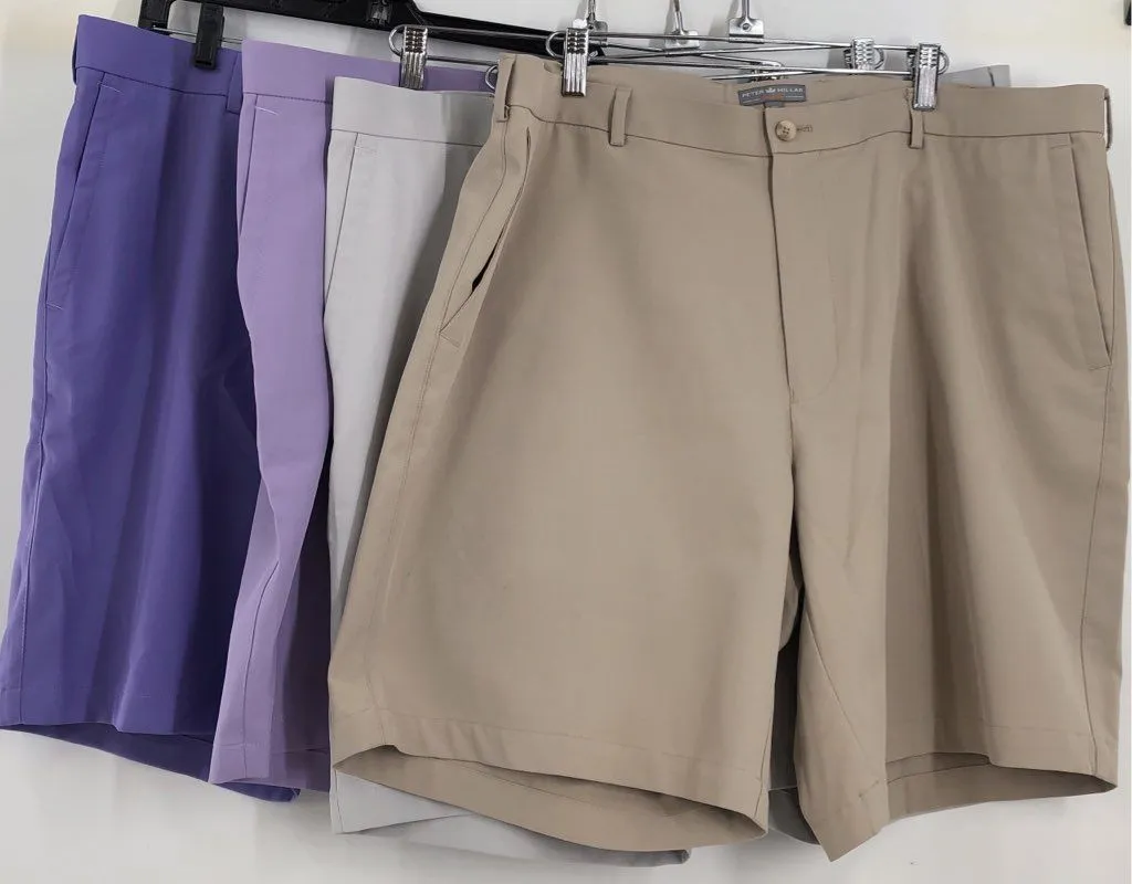 Peter Millar Men's Tan Gray Purple Wicking Chino Shorts - Size 40 Lot Of 4