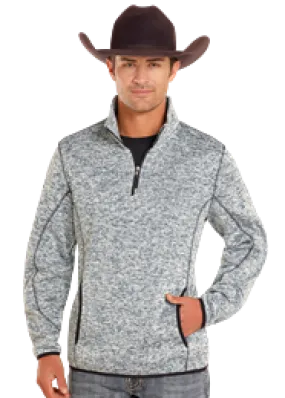 POWDER RIVER BLACK KNIT MELANGE PULLOVER