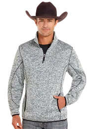 POWDER RIVER BLACK KNIT MELANGE PULLOVER