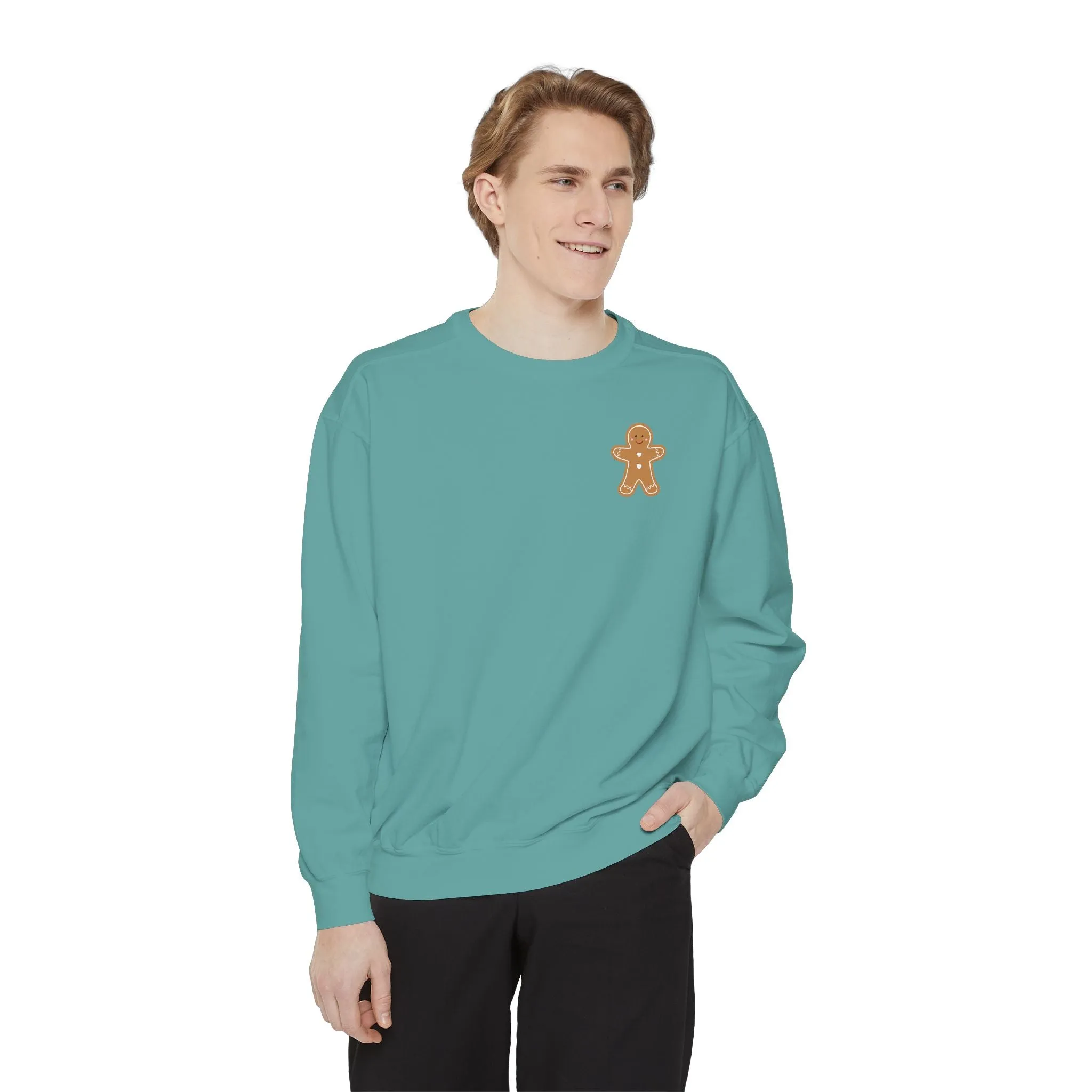 Recipe on Back Sweatshirt, Gingerbread Christmas Recipe Crewneck, Sugar Cookie Recipe Shirt, Trending Unisex Christmas Garment-Dyed Sweatshirt