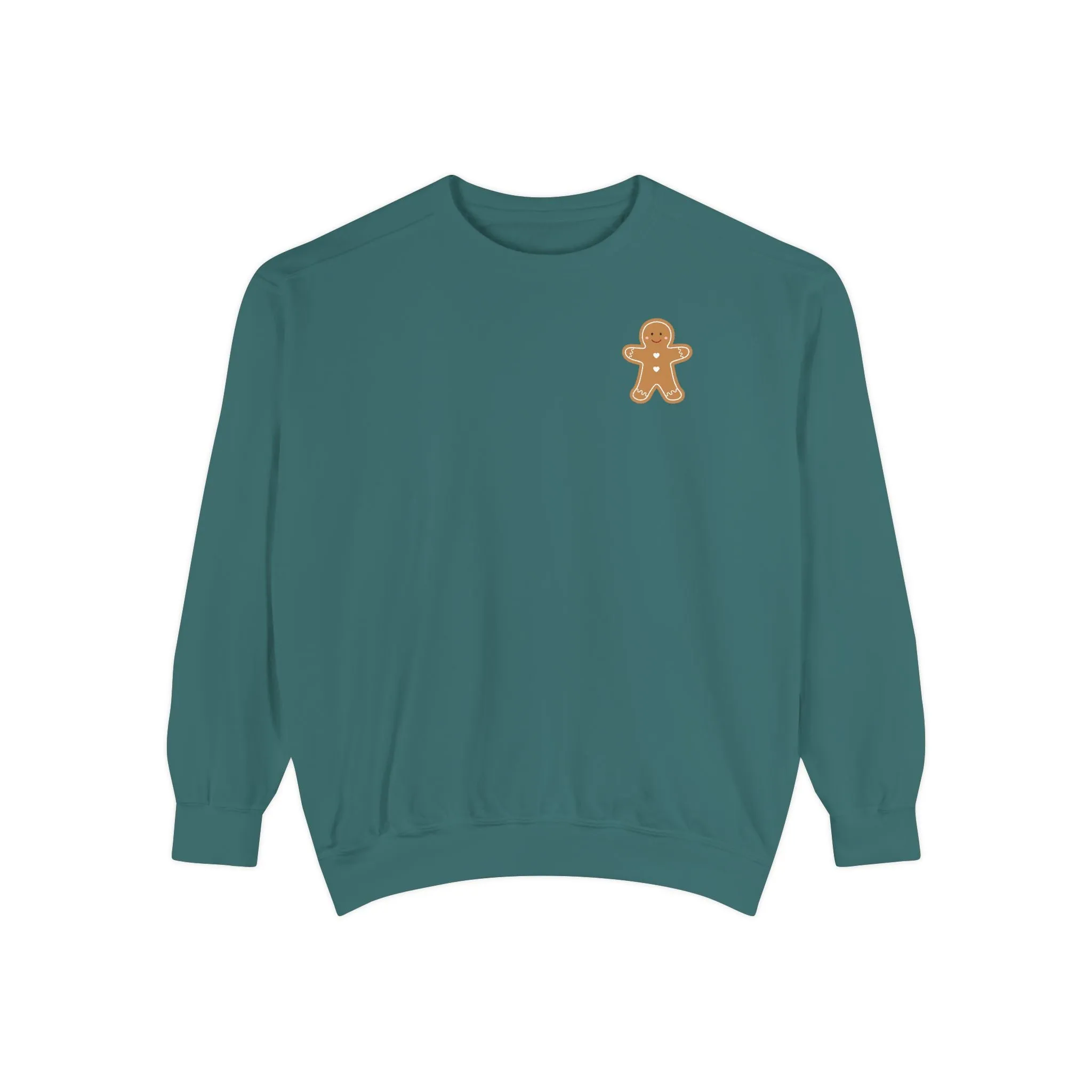 Recipe on Back Sweatshirt, Gingerbread Christmas Recipe Crewneck, Sugar Cookie Recipe Shirt, Trending Unisex Christmas Garment-Dyed Sweatshirt