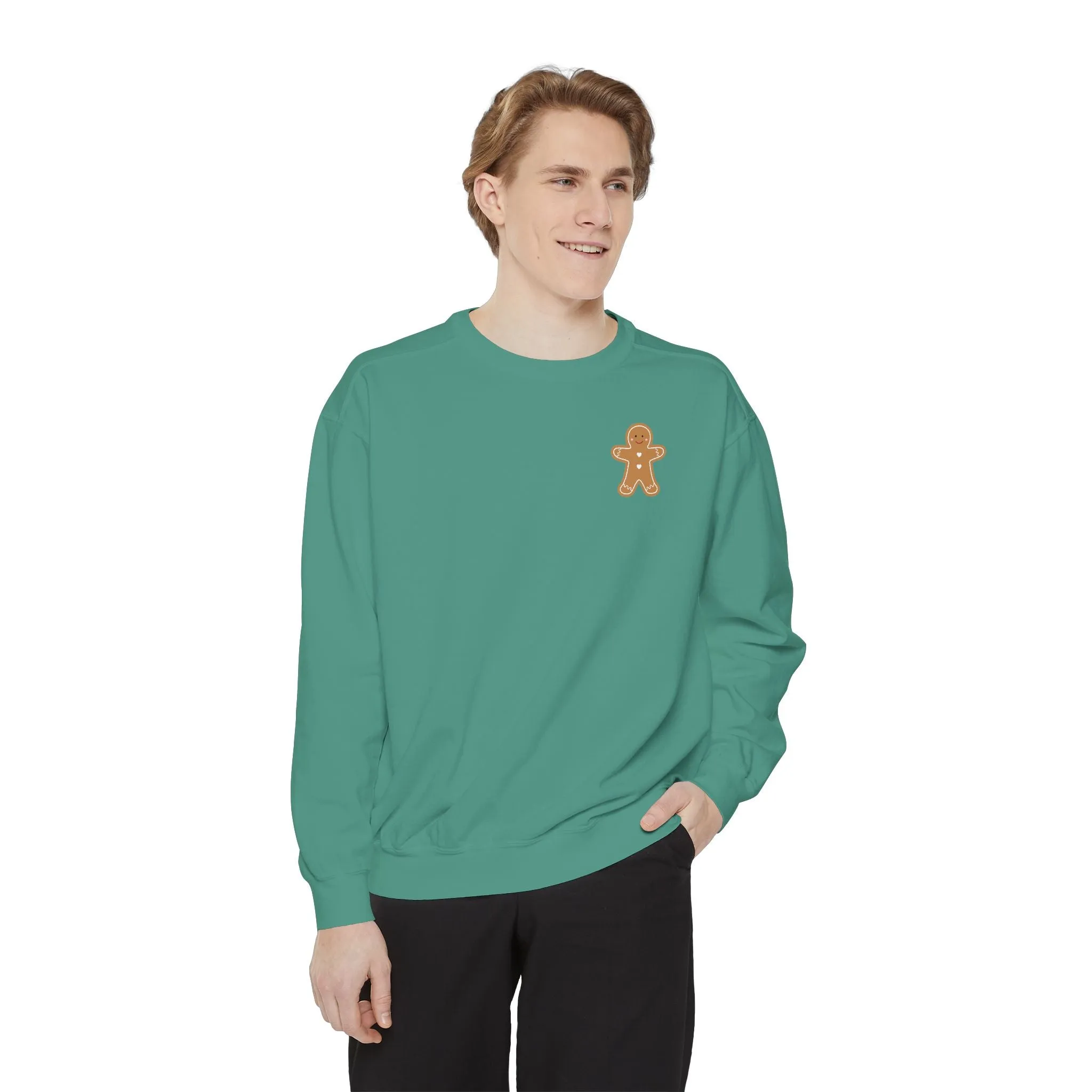 Recipe on Back Sweatshirt, Gingerbread Christmas Recipe Crewneck, Sugar Cookie Recipe Shirt, Trending Unisex Christmas Garment-Dyed Sweatshirt