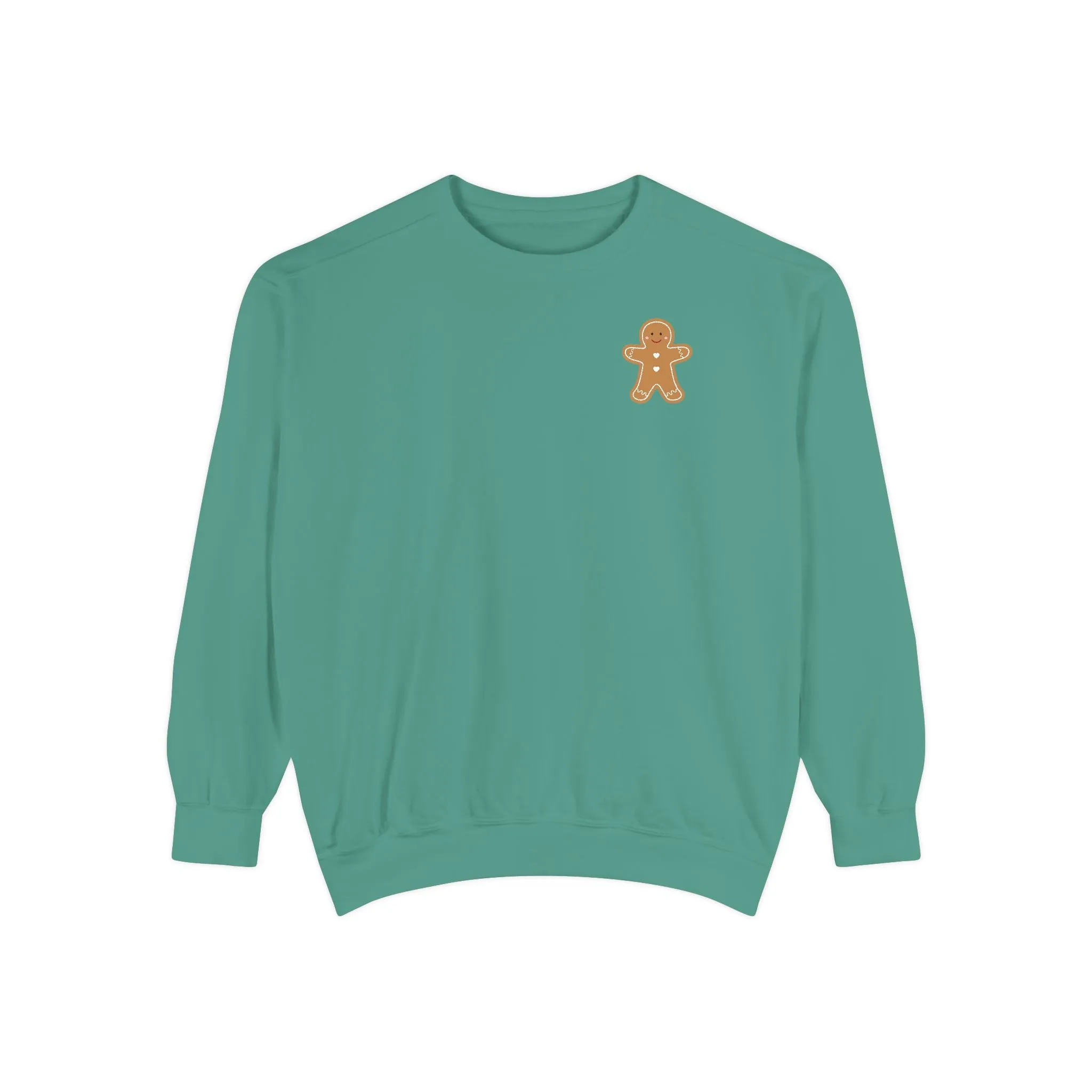 Recipe on Back Sweatshirt, Gingerbread Christmas Recipe Crewneck, Sugar Cookie Recipe Shirt, Trending Unisex Christmas Garment-Dyed Sweatshirt