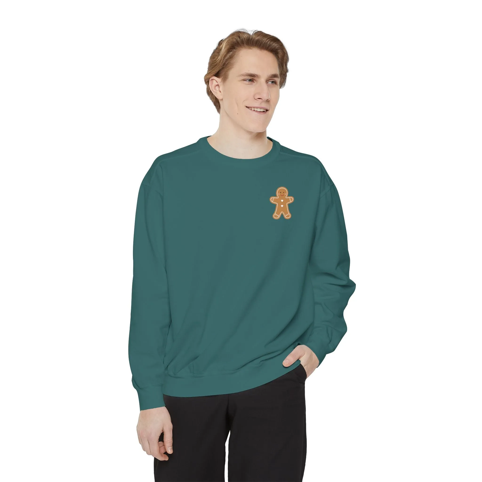Recipe on Back Sweatshirt, Gingerbread Christmas Recipe Crewneck, Sugar Cookie Recipe Shirt, Trending Unisex Christmas Garment-Dyed Sweatshirt
