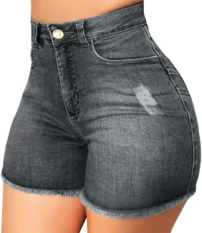 Ripped Jean Shorts for Women High Waisted Stretchy Plus Size Denim Distressed Jeans Shorts