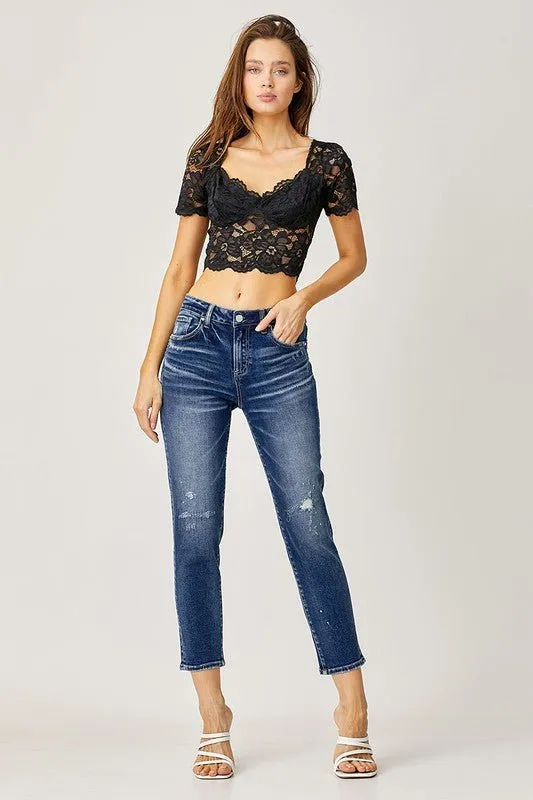 Risen Jeans Kiki Tapered Mid Rise Crop Jeans