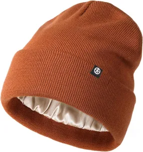 Satin Lined Beanie for Women Fashionable Winter Hats Silk Beanies Warm Soft Ribbed Knit Hat Skull Cap for Men Teen